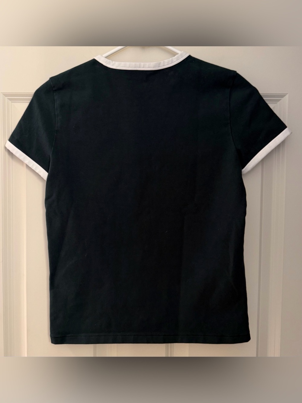 Aritzia TNA Cotton Blend Ringer Tee in Forest Green/White, Size S - Picture 7 of 7